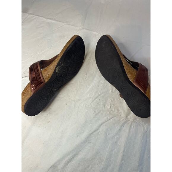 Euro Wellness Balance Sandals Brown Sequin GUC 8.5 Women's - Picture 5 of 7